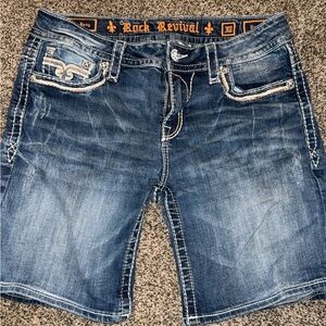 Rock Revival Dark Blue Jean Shorts for Men